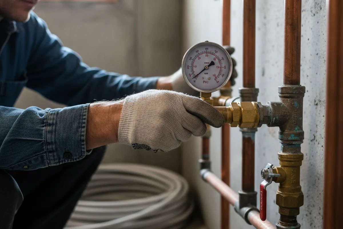 Pressure testing a repaired line during Water Line Repair in New Vernon
